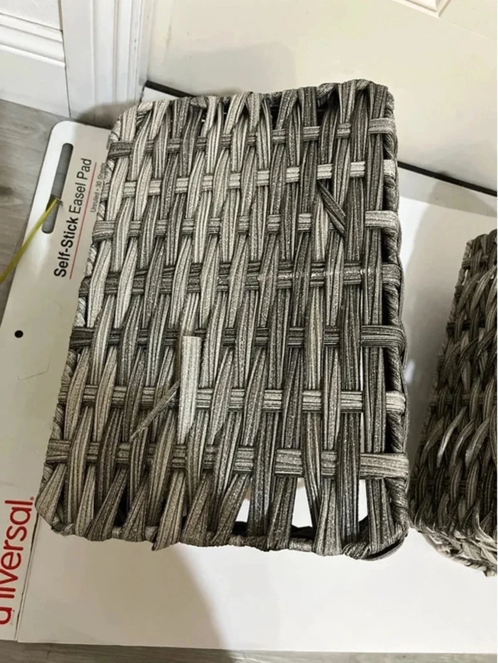 2 medium Grey weaved basket for storage organizing